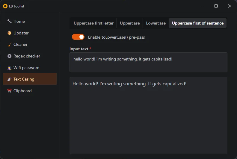 A screenshot from the Capitalization tab
