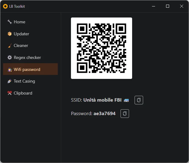 A screenshot from the Wifi tab